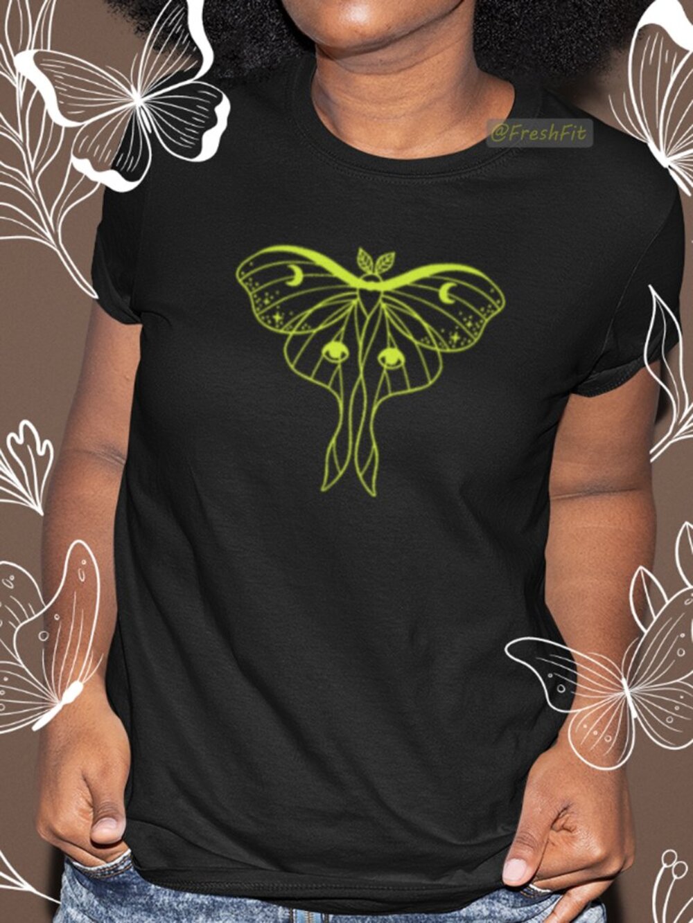 🆕Luna Moth Black T-Shirt Graphic Tee